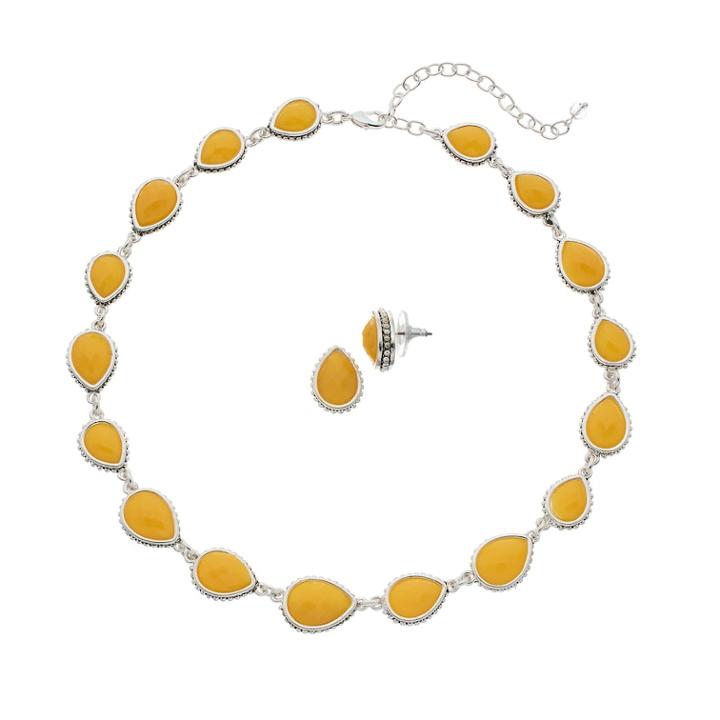 Napier Teardrop Collar Necklace & Stud Earring Set, Women's, Yellow