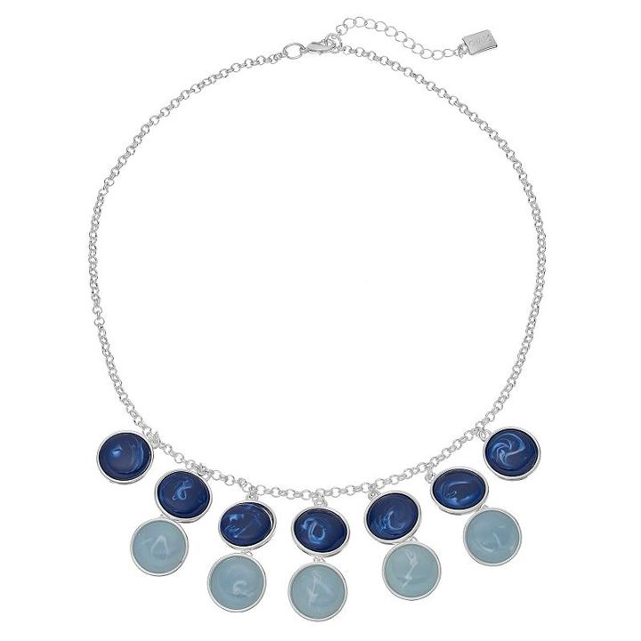 Chaps Blue Marbled Double Circle Necklace, Women's, Light Blue