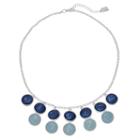 Chaps Blue Marbled Double Circle Necklace, Women's, Light Blue
