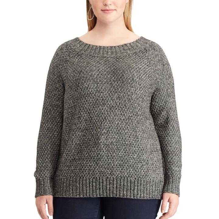 Plus Size Chaps Cable-knit Crewneck Sweater, Women's, Size: 1xl, Black