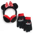 Disney's Minnie Mouse Girls 4-16 Faux-fur Ear Muffs & Gloves Set, Black