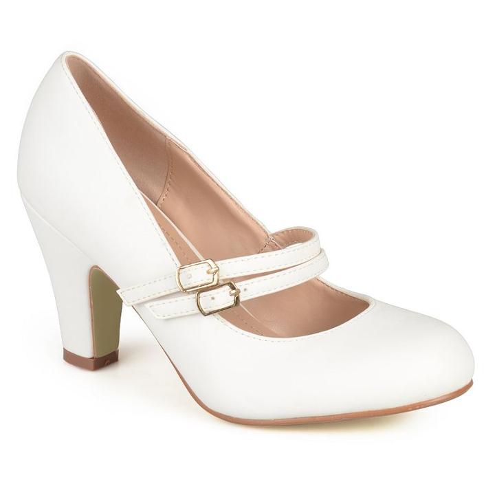 Journee Collection Windy Women's Matte Mary Jane High Heels, Girl's, Size: 7.5, White