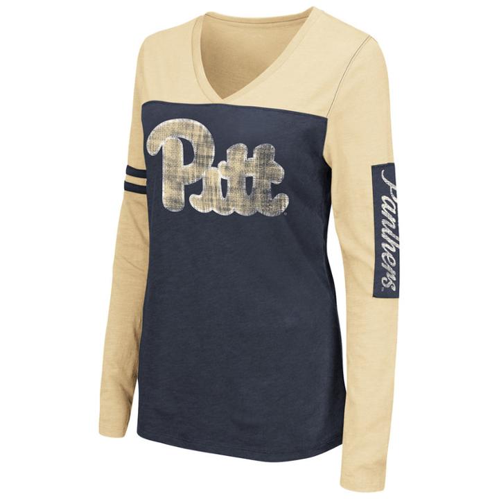 Women's Campus Heritage Pitt Panthers Distressed Graphic Tee, Size: Xxl, Blue (navy)