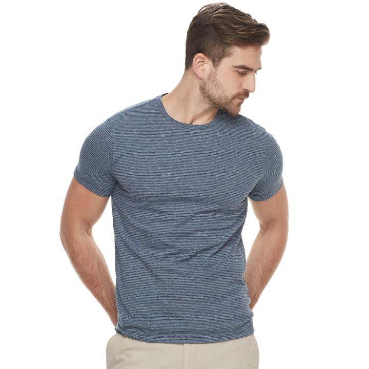 Men's Marc Anthony Slim-fit Striped Stretch Crewneck Tee, Size: Large, Blue