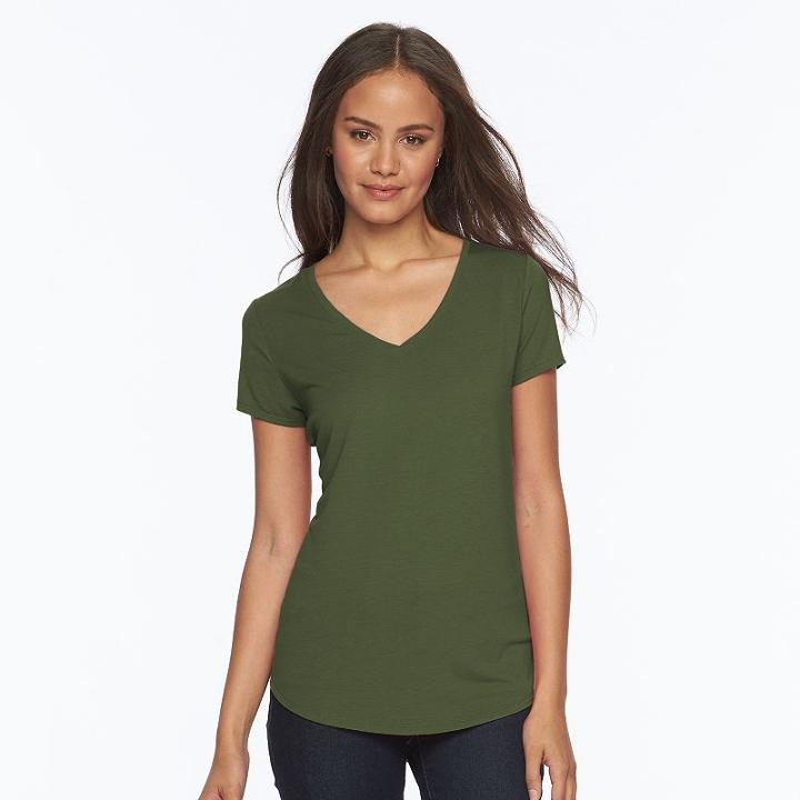 Juniors' So&reg; Short Sleeve V-neck Tee, Girl's, Size: Xs, Med Green