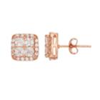Pure Radiance Lab-created White Sapphire & Diamond Accent Square Cluster Stud Earrings, Women's