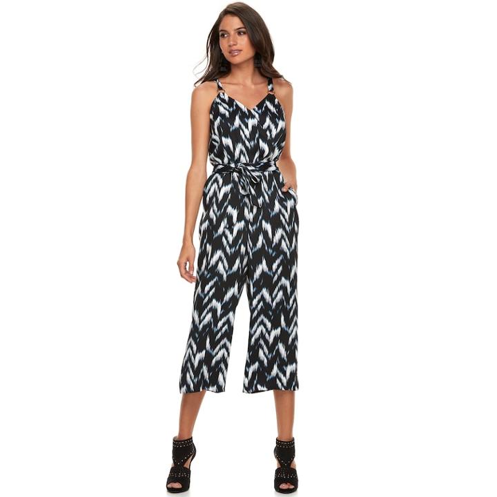 Women's Jennifer Lopez Crop Satin Jumpsuit, Size: Xs, Blue