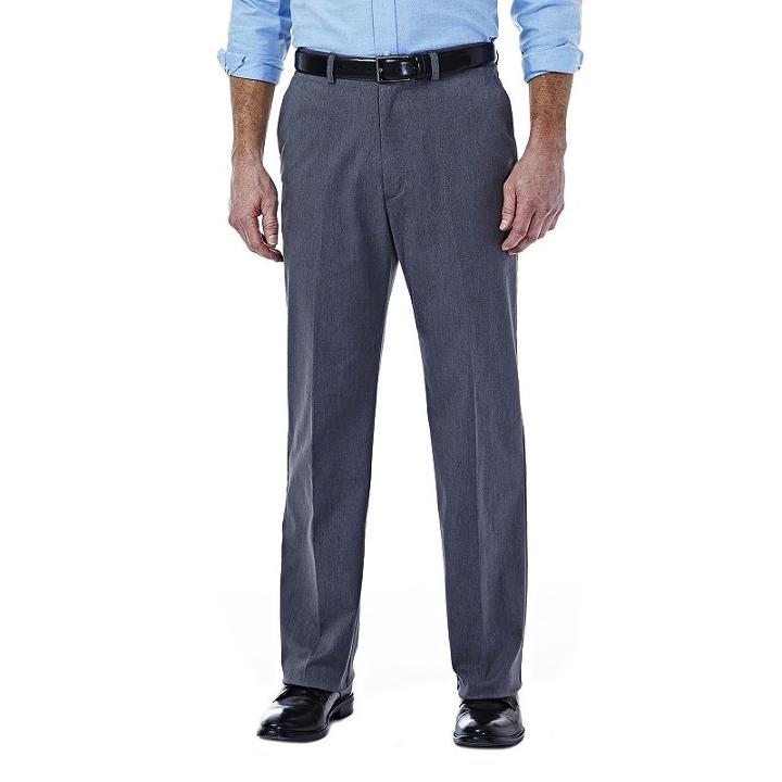 Men's Haggar Expandomatic Stretch Classic-fit Comfort Compression Waist Twill Pants, Size: 34x32, Grey (charcoal)