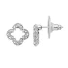 Marie Claire Jewelry Crystal Silver Tone Clover Stud Earrings, Women's, White