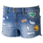 Juniors' Tinseltown Patch Ripped Jean Shortie Shorts, Girl's, Size: 5, Blue (navy)
