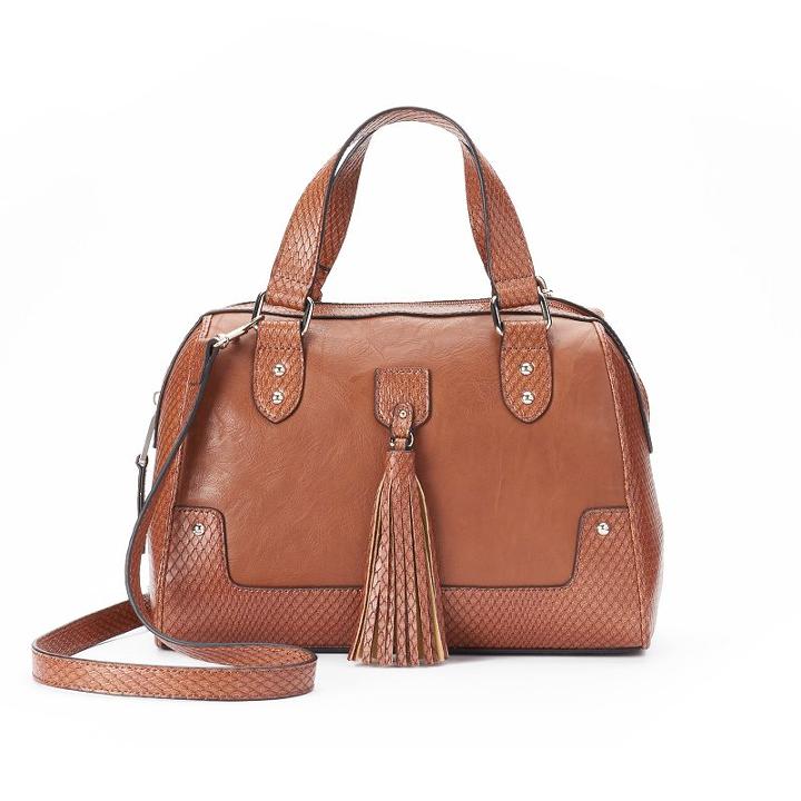 Chaps Darcy Tassel Satchel, Women's, Dark Brown