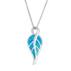 Lab-created Blue Opal Sterling Silver Leaf Pendant Necklace, Women's, Size: 18