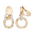 Napier Two Tone Nickel Free Interlocking Hoop Clip On Earrings, Women's, Multicolor