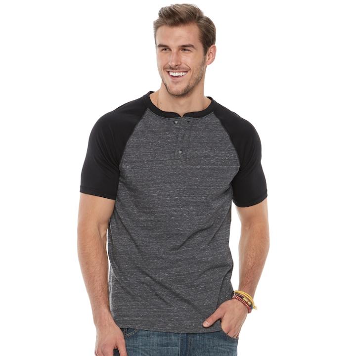 Big & Tall Urban Pipeline&reg; Awesomely Soft Ultimate Regular-fit Colorblock Henley, Men's, Size: L Tall, Black