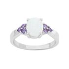 Sterling Silver Lab-created Opal & Cubic Zirconia Ring, Women's, Size: 8, Purple