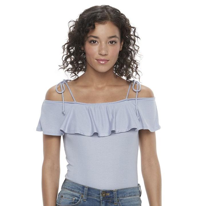 Juniors' Mudd&reg; Off The Shoulder Bodysuit, Girl's, Size: Medium, Blue (navy)