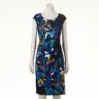 Women's Connected Apparel Floral Sheath Dress, Size: 6, Black
