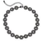 Black Flower Link Choker Necklace, Women's