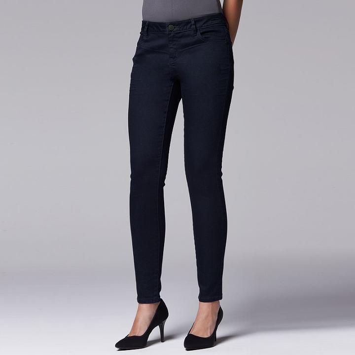 Women's Simply Vera Vera Wang Slimming Skinny Jeans, Size: 2, Dark Green
