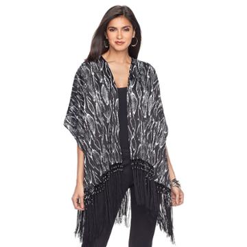 Women's Jennifer Lopez Beaded Fringe Kimono, Size: L/xl, Black