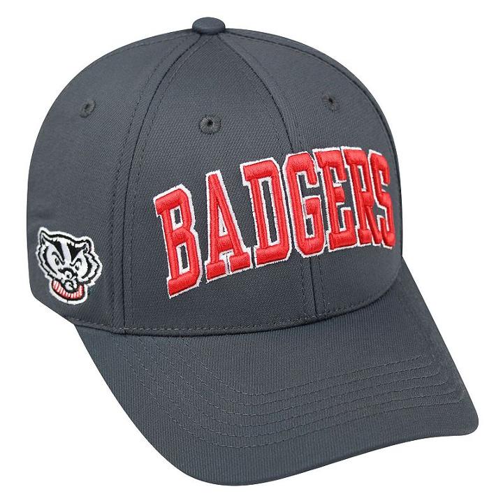 Adult Top Of The World Wisconsin Badgers Cool & Dry One-fit Cap, Men's, Grey (charcoal)