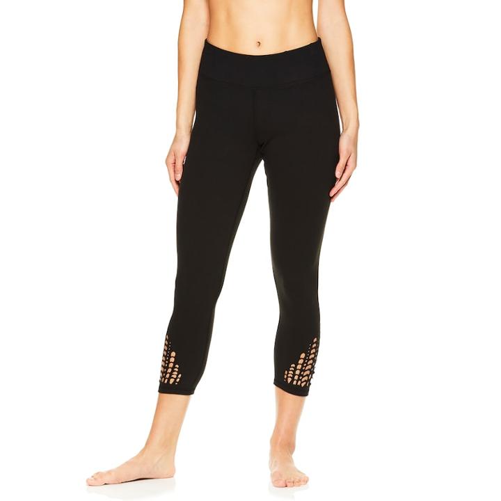 Women's Gaiam Lena Laser-cut Yoga Midrise Capri Leggings, Size: Xs, Oxford