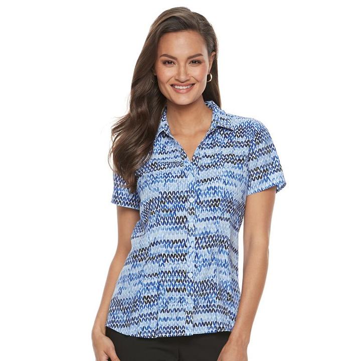 Women's Dana Buchman Release-pleat Blouse, Size: Small, Med Blue