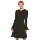 Women's Suite 7 Long Sleeve Flutter Dress, Size: 2, Black
