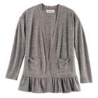 Girls 7-16 & Plus Size Cloud Chaser Open Front Ruffle Cardigan, Size: L Plus, Med Grey