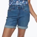Petite Croft & Barrow&reg; Cuffed Denim Midi Shorts, Women's, Size: 4 Petite, Med Blue