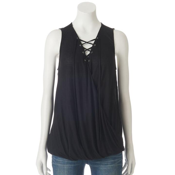 Women's Jennifer Lopez Lace-up Crossover Tank, Size: Xxl, Black