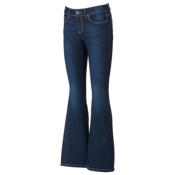 So&reg; Flare Juniors' Denim Jeans, Teens, Size: 7, Dark Blue