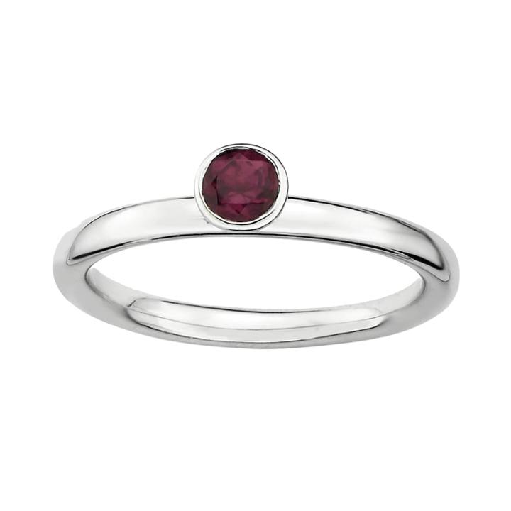 Stacks And Stones Sterling Silver Rhodolite Garnet Stack Ring, Size: 5, Red