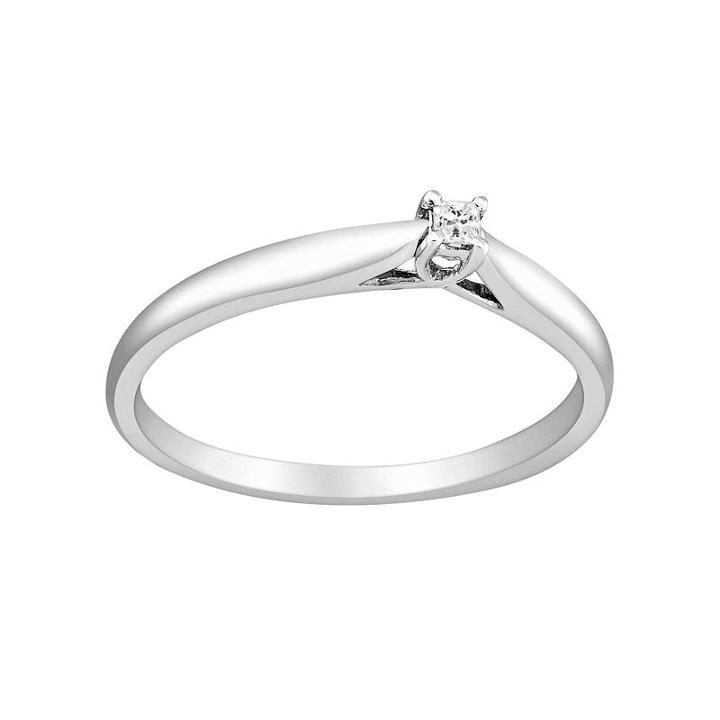 Princess-cut Diamond Accent Engagement Ring In Sterling Silver, Women's, Size: 9, White