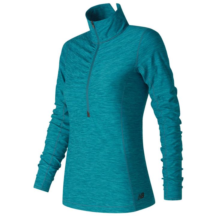 Women's New Balance In Transit Half Zip Top, Size: Large, Dark Blue