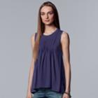 Women's Simply Vera Vera Wang Pintuck Swing Tank, Size: Medium, Med Purple