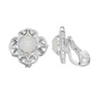 Napier Silver Plated Glass Stone Clip-on Earrings, Women's, White