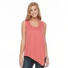 Women's Apt. 9&reg; Ribbed Asymmetrical Tank, Size: Large, Med Orange