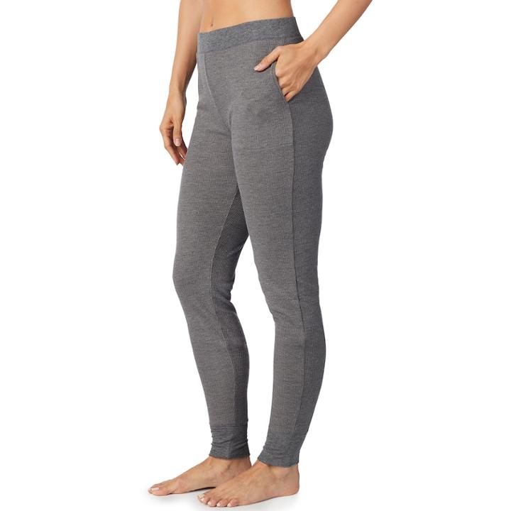 Plus Size Cuddl Duds Strecth Waffle Thermal Leggings, Women's, Size: 2xl, Dark Grey