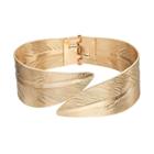 Textured Leaf Hinged Bracelet, Women's, Gold