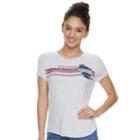 Juniors' About A Girl Striped State Tee, Size: Medium, Light Grey