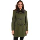 Women's Fleet Street Faux-fur Trim Wool Blend Coat, Size: Xl, Dark Green