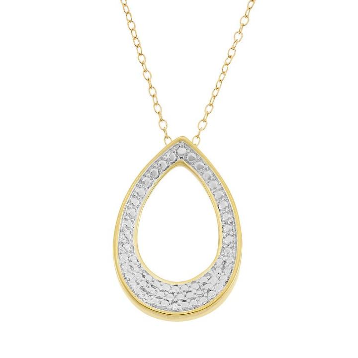 18k Gold Over Silver Teardrop Pendant Necklace, Women's, Size: 18, White