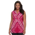 Plus Size Croft & Barrow&reg; Pintuck Henley Tank, Women's, Size: 1xl, Med Purple
