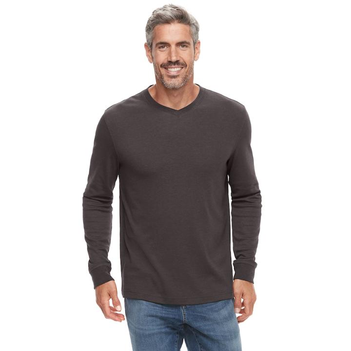 Men's Croft & Barrow&reg; Classic-fit Easy-care V-neck Tee, Size: Large, Lt Beige