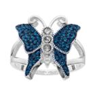 Silver Luxuries Crystal Butterfly Ring, Women's, Size: 9, Grey
