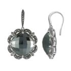 Lavish By Tjm Sterling Silver Hematite And Crystal Drop Earrings - Made With Swarovski Marcasite, Women's, White