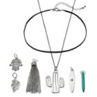 Mudd&reg; Cactus, Hamsa & Leaf Interchangeable Charm Necklace Set, Women's, Turq/aqua