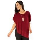 Women's Ab Studio Asymmetrical Marled Popover Top, Size: Small, Red