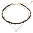 Braided Double Strand Choker Necklace, Women's, Black